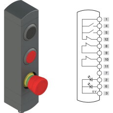 Ovládací jednotka BN 3 prvky (konfigurace B18) Konektor M12,12 pólů, IP65