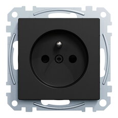 Zásuvka, Merten System M, clonky, bezšroubová, černá matná, 16 A, 250V AC