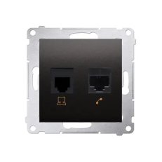 Telefonní zásuvka RJ12 + počítačová zásuvka RJ45 kat. 5e, antracit mat