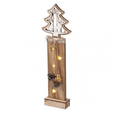 LED vánoční strom dřevěný, 48cm, 2× AA, teplá bílá, s časovačem Emos
