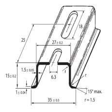 DIN-lista 35x15 - perforovaná, šířka 6,3mm 2m SCHMACHTL TS 35/CF6