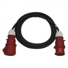 3 fázový venkovní prodlužovací kabel 15 m 1 zásuvka černý guma 400 V 4mm2