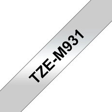 Páska BROTHER TZe-M931, stříbrná metalická/černá (12mm, laminované)