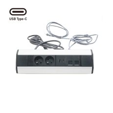 Rohová zásuvková lišta 2x 230V + USB A 3