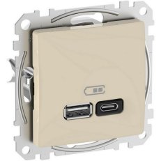Sedna D/E Dvojitá USB A+C rychlonabíječka 3A 45W, Béžová SCHNEIDER SDD112404