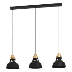 Závěsné svítidlo ESPINARDO 3xE27 černá/zlatá 120W IP20 EGLO 390231