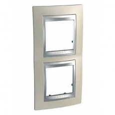 Schneider MGU66.004V.095 Krycí rámeček Top dvojnásobný vert., Opal Titanium/alu