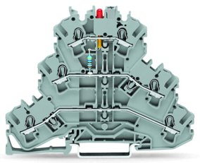 Svorka pro moduly 3ípatrová červenáLED šedá 2,5mm2 DC24V WAGO 2002-3221/1000-434