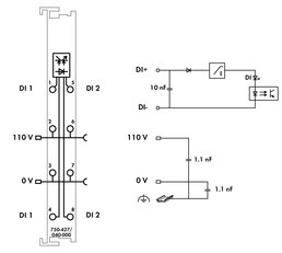 2kanálový binární vstup DC 110V 3 ms tmavě šedá WAGO 750-427/040-000