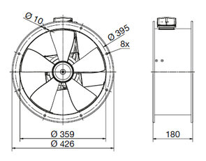 TXBR 355 Ecowatt IP44 úsporný potrubní axiální ventilátor ELEKTRODESIGN 8345798