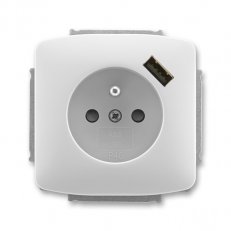 Zásuvka s kolíkem s clonkami  s USB nabíjením 5569A-A02357 S šedá Tango ABB