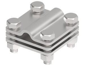 Křížová svorka L 55 na drát a pásku s mezidestičkou 8/10mm, páska 30mm V2A