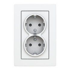 Dvojzásuvka ABB ZONI s clonkami, bezšroub., matná bílá 5522T-C03458 240