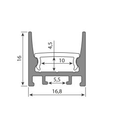 Přisazený hliníkový profil PJA 16x16mm vč. mat. difuz. 2m MCLED ML-761.603.04.2