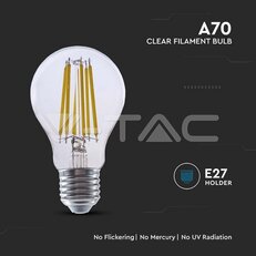 LED Bulb 18W Filament E27 A70 Clear Cover 3000K VT-2328, V-TAC SKU212802