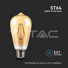 LED Bulb 4W Filament E27 ST64 Amber Cover 2200K VT-1964-N, V-TAC SKU214361