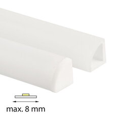 Rohový PMMA vlhkotěsný profil RA, 10x10mm, mléčný difuz, 2m