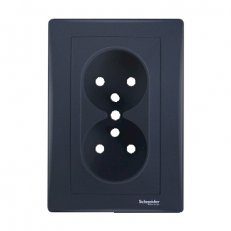 Sedna Zásuvka dvojnásobná s otočenými kolíky 2x(2P+PE) Graphite SCHNEIDER