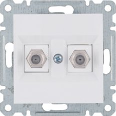 Zásuvka 2x F-konektor, bílá lesk HAGER WL3260