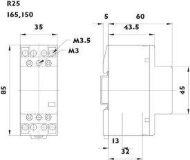 Modulární stykač R 25-40 24V, 4p, 2M, kontakty 4xNO,25A, 24V AC ETI 002462311