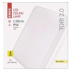 LED přisazené svítidlo TORI, čtvercové bílé 15W teplá b., IP54 EMOS ZM4123