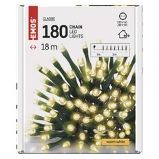 LED vánoční řetěz, 24 m, venkovní i vnitřní, teplá bílá, časovač EMOS D4AW05