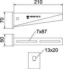 Nástěnný výložník OBO AW 30 21 FT B210mm Ocel žár.zinek