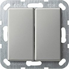 Tlačítkový spínač přepínač 2x System 55 nerez GIRA 0128600