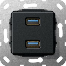 USB 3.0 A 2x Gender changer vložka černá m GIRA 568410