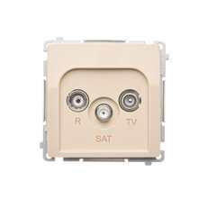 Zásuvka RTV-SAT průběžná, 1x vstup: 5-2400 MHz, béžová BMZAR-SAT10/P.01/12