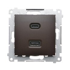 Nabíječka USB 2 násobná, C+A, hnědá matná metalizovaná, 30W DEC2CAQ.01/46