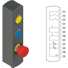 Ovládací jednotka BN 3 prvky (konfigurace A33) 1NO, Konektor M12,12 pólů, IP65
