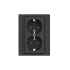 Dvojzásuvka ABB LEVIT M s clonkami, bezšroub., onyx/kouř. černá 5522H-C03458 63W