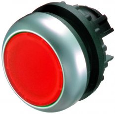 Eaton M22-DL-R Prosvětlená ovládací hlavice, bez aret, kroužek titan, červená