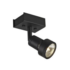 PURI 1 ceiling light, matt black, GU10, max. 50W, incl. deco ring SLV 147360