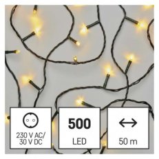 LED vánoční řetěz, 50 m, venkovní i vnitřní, teplá bílá, časovač EMOS D4AW06