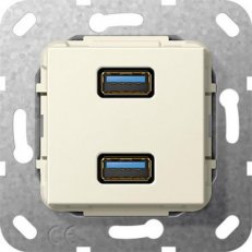 USB 3.0 A 2x Krátký kabel vložka krémově bílá GIRA 568501