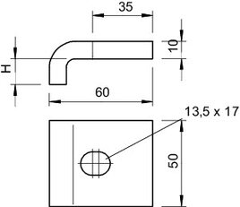 OBO KWH 5 A2 Spojovací úhelník se šr. s hák. hl. h = 5 mm 60x50 Nerez ocel