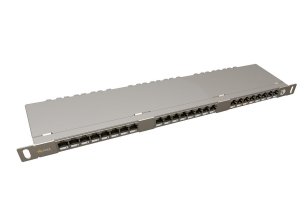 19" Patch panel 24xRJ45 CAT5E STP s vyvaz.lištou černý 0,5U SOLARIX 24000145