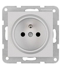 Zásuvka ČSN, bezšroubové svorky, stříbrná SCHRACK EV121349--