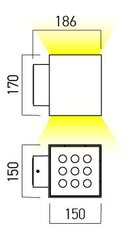 XWALL SQ. SURF. LAMP 2x20W 220-240V AC 4
