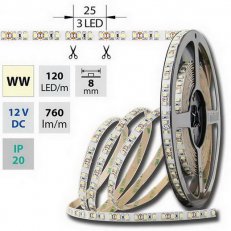 LED pásek SMD3528 WW, 120LED, IP20, 50m, 9,6W MCLED ML-121.231.60.2