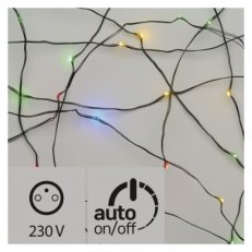 LED vánoční řetěz zelený nano, 7,5m, IP44, multicolor, časovač