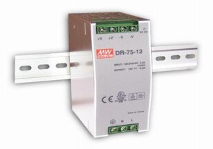 Napájecí spínaný zdroj na DIN 77W 24V 3,2A MEAN WELL DR-75-24