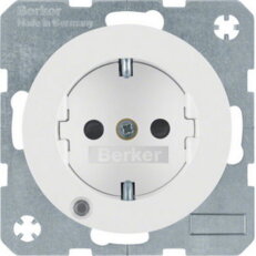 Zásuvka SCHUKO se signalizační LED, R.1/R.3, bílá lesk HAGER WLS1463WG
