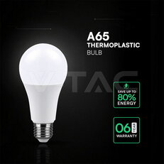 LED Bulb CREE CHIP 15W E27 A60 Thermoplastic 4000K    VT-2015, V-TAC SKU2144546