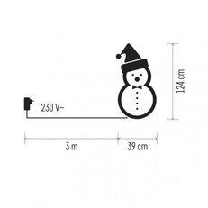 Vánoční LED sněhulák ratanový, 124cm, vnitřní, studená bílá,časovač