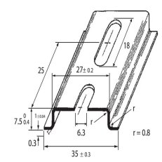 DIN-lista 35x7,5 - perforovaná, šířka 6,3mm 1m SCHMACHTL TS 35/F6 1M