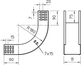 OBO RBV 620 S FS Svislý oblouk 90° stoupající 60x200 Ocel pásově zinkováno