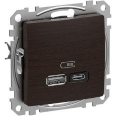 Sedna D/E Dvojitá USB A+C rychlonabíječka 3A 45W, Wenge SCHNEIDER SDD181404